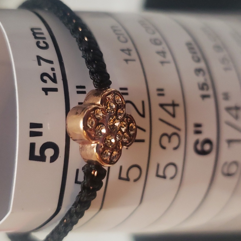 Rose Gold Clover Pave Adjustable Bracelet - Picture 5 of 6